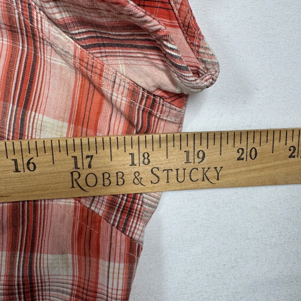 Arizona Jean Company Women's Plaid Pearl Snaps Short Sleeve Western Shirt Sz Lg - Picture 6 of 9